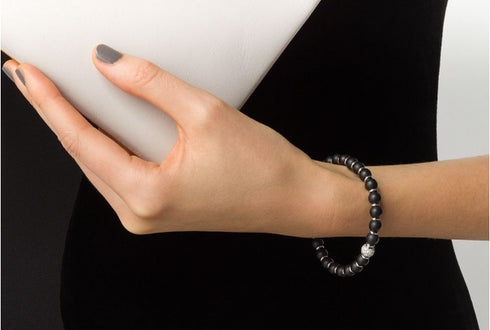 18kt white gold, black ceramic and diamond Sfera bracelet